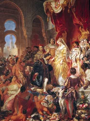 Die Empfang von Christoph Kolumbus durch Ferdinand II. von Aragon und Isabella von Kastilien